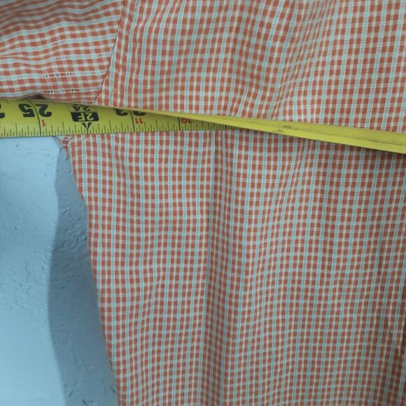 Bugatchi Uomo Adult Mens L Orange Check Short Sleeve Button Up Shirt Read - Picture 7 of 8